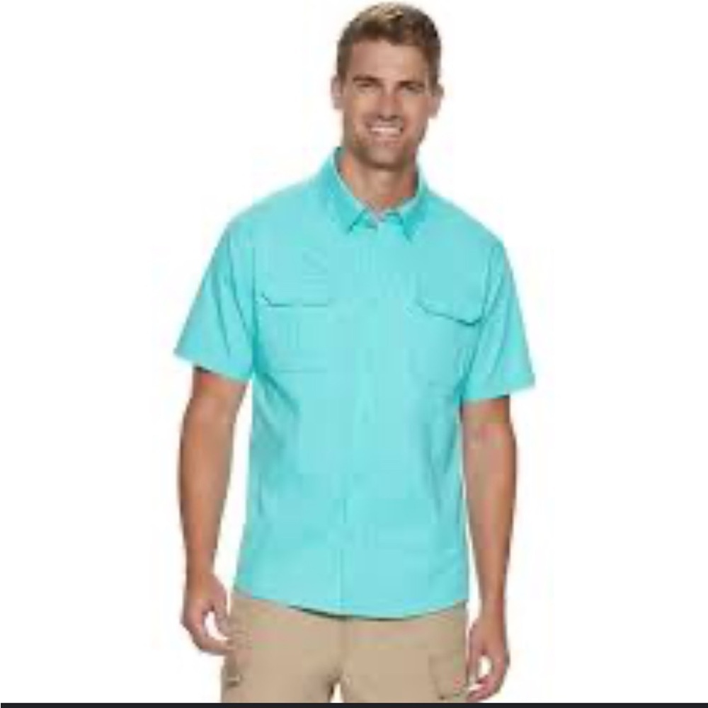 Reel life men’s short sleeve light blue shirt